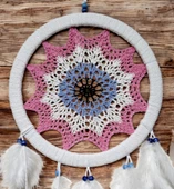 Pembe Nazar Motifli Kuş Tüylü Duvar Süsü - 2