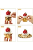 YASİMA Gold AltınSarı Parlak Metalize 12'li Fırına Girebilen Muffin Cupcake Kek Kalıbı Kabı Kapsülü - 1
