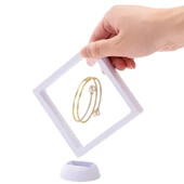 Saklama Takı Kutusu Güvenli Şeffaf Film Çerçeveli Geniş Boyutlu 11cmx11cm Standlı 3D Saklama Kutusu thumbnail 4