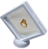 Saklama Takı Kutusu Güvenli Şeffaf Film Çerçeveli Geniş Boyutlu 11cmx11cm Standlı 3D Saklama Kutusu thumbnail 3