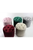 CARBONE DESİN Puf Bench ,Puffy,Ayak Ucu Puf ,Ayak,Yuvarlak Puf- Makyaj Masası Pufu - 3