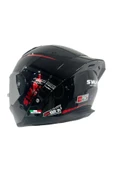Sway 850 Full Face Aynalı Vizör Kapalı Motosiklet Kaskı Pinlock Hediyeli M Beden Siyah Kırmızı - 5