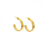 Çelik Halak Küpe Kadın Altın Kaplama Çizgili Model UNK-800 thumbnail 2