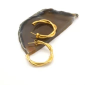 Çelik Halka Küpe Altın Kaplama Kadın Burgu Halka Model UNK-799 thumbnail 3