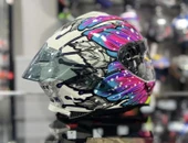 Sway 865 Butterfly Full Face Güneş Gözlüklü Kapalı Bayan Motosiklet Kaskı M Beden Pembe Mavi - 3