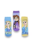Frozen Lisanslı Kız Çocuk 3 Çift Havlu Soket Çorap 21551-2 - 1