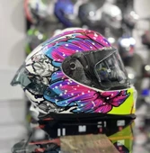 Sway 865 Butterfly Full Face Güneş Gözlüklü Kapalı Bayan Motosiklet Kaskı M Beden Pembe Mavi - 2