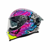 Sway 865 Butterfly Full Face Güneş Gözlüklü Kapalı Bayan Motosiklet Kaskı M Beden Pembe Mavi - 7
