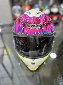 Sway 865 Butterfly Full Face Güneş Gözlüklü Kapalı Bayan Motosiklet Kaskı M Beden Pembe Mavi - 4