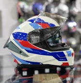 Sway 865 Titan Full Face Güneş Gözlüklü Kapalı Motosiklet Kaskı XL Beden White Blue Red thumbnail 5