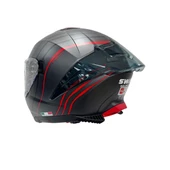 Sway 865 Space Full Face Güneş Gözlüklü Kapalı Motosiklet Kaskı XL Beden Black Red thumbnail 10