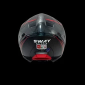 Sway 865 Space Full Face Güneş Gözlüklü Kapalı Motosiklet Kaskı XL Beden Black Red thumbnail 9