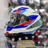 Sway 865 Titan Full Face Güneş Gözlüklü Kapalı Motosiklet Kaskı XL Beden White Blue Red thumbnail 6