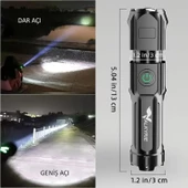 Valkyrie Şarjlı Ultra Güç El Feneri  Zoom 3 Mod Type-C Uzun Kullanım Suya Dayanıklı - 4