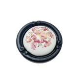 PORSELEN DÜĞME KULP METAL SİYAH BEYAZ  MOTİFLİ   / 5 ADET thumbnail 6