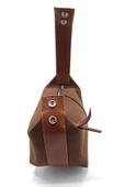 Kadın Kahve Kanvas Archi El Çantası Mini Bag - 3