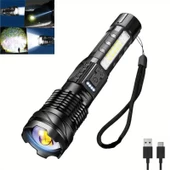 Valkyrie Şarjlı 7 Modlu Ultra Güçlü LED El Feneri Çakarlı Çok Fonksiyonlu Zoom 1500mAh - 1