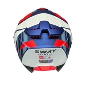 Sway 865 Full Face Güneş Gözlüklü Kapalı Motosiklet Kaskı 2XL Beden Mavi Kırmızı - 7