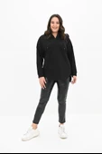Kadın Büyük Beden Kapüşonlu Oversize Sweatshirt 1895-25 - 3