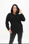 Kadın Büyük Beden Kapüşonlu Oversize Sweatshirt 1895-25 - 6