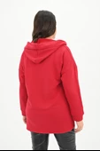 Kadın Büyük Beden Kapüşonlu Oversize Sweatshirt 1895-25 - 12
