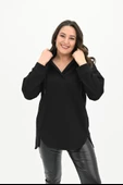 Kadın Büyük Beden Kapüşonlu Oversize Sweatshirt 1895-25 - 1