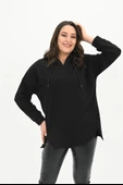 Kadın Büyük Beden Kapüşonlu Oversize Sweatshirt 1895-25 - 4