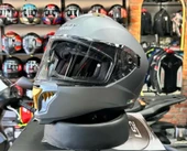 Sway 865 Full Face Double Visor Güneş Gözlüklü Kapalı Motosiklet Kaskı 2XL Beden Mat Gri thumbnail 4