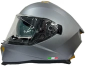 Sway 865 Full Face Double Visor Güneş Gözlüklü Kapalı Motosiklet Kaskı 2XL Beden Mat Gri thumbnail 2