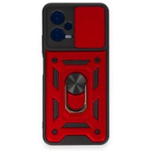 Smody Xiaomi Poco X5 5G İle Uyumlu Kılıf Kamera Korumalı Sürgülü Yüzüklü Standlı Tank - 1