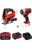 Einhell Te-cı 18/1 Li Darbeli Vidalama + Tc-js 18 Li Dekupaj Testere + 4 Ah Starterkit + Bez Çanta - 1