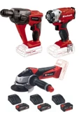 Einhell Te-hd 18 Matkap Vidalama Te-cı 18/1 Vidalama Te-ag 18/115 Avuç Taşlama 2x2.5+4.0ah Akülü Set - 1