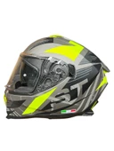 Sway Xbyc 865 Full Face Güneş Gözlüklü Kapalı Motosiklet Kaskı L Beden Titanium Sarı thumbnail 1
