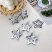 5 Adet Simli Yıldız Çıt Çıt Toka Ufak Boy Gümüş Renkli - 4
