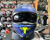 Sway Xbyc 865 Full Face Güneş Gözlüklü Kapalı Motosiklet Kaskı 2XL Beden Mat Mavi thumbnail 3