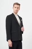 Siyah Baskılı Gabardin Mono Yaka Çift Yırtmaç 2 Düğme 4 Drop Comfort Fit Classic Ceket 1002245157 thumbnail 3