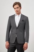 Koyu Antrasit Kazayağı Desen Mono Yaka 6 Drop Slim Fit Classic Ceket 1002245106 thumbnail 1