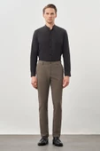 Koyu Vizon Esnek Yandan Cepli Casual Slim Fit Chino Pantolon 1003245174 - 2
