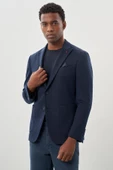 Koyu Lacivert Örme Kılıç Yaka 6 Drop Slim Fit Ceket 1002245155 thumbnail 1