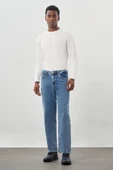 Koyu Lacivert Düz Cord Pamuklu 5 Cep Oversize Casual Denim Pantolon 1023245156 - 2