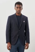 Koyu Lacivert Düz Gabardin Mono Yaka 2 Düğme Esnek 6 Drop Comfort Fit Casual Ceket 1002245165_200 thumbnail 1