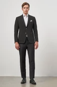 Siyah Gofreli Mono Yaka 6 Drop Slim Fit Classic Ceket 1002245158 - 2