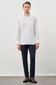 Beyaz Uzun Kol Desen İtalyan Yaka Cepli Pamuklu Classic Comfort Fit Gömlek 1004245185 thumbnail 2