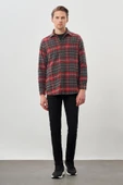 Bordo Yünlü Ekose Desen Yumuşak Yaka Cepsiz Uzun Kol Casual Comfort Fit Gömlek 1004245227 thumbnail 2
