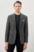 Koyu Antrasit Gabardin Mono Yaka Tam Astar Esnek 6 Drop Slim Fit Casual Ceket 1002245162 thumbnail 1