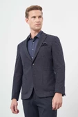 Koyu Lacivert Örme Mono Yaka 6 Drop Slim Fit Ceket 1002245151 thumbnail 1