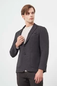 Siyah Örme Mono Yaka 6 Drop Slim Fit Ceket 1002245151 - 1