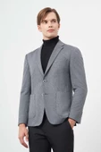 Koyu Antrasit Örme Mono Yaka 6 Drop Slim Fit Ceket 1002245154 thumbnail 1