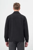 Siyah Örme Polo Yaka Jakarlı Desen Yırtmaçsız Astarsız Slim Fit Classic Mont 1007245160 - 5