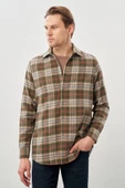 Siyah Yünlü Ekose Desen Yumuşak Yaka Cepsiz Uzun Kol Casual Comfort Fit Gömlek 1004245227 - 3